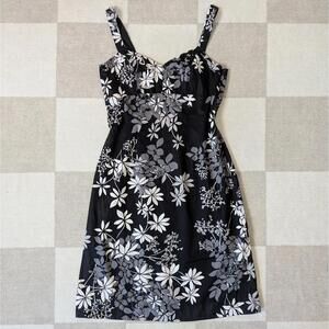 Vintage y2k 100% cotton floral monochromatic sleeveless dress